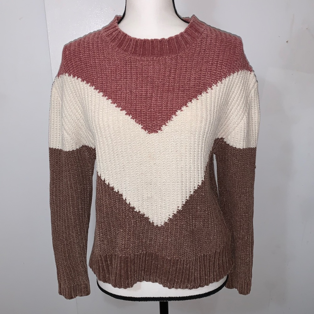Chevron Chenille Mockneck Sweater(Snails Cinnamon)